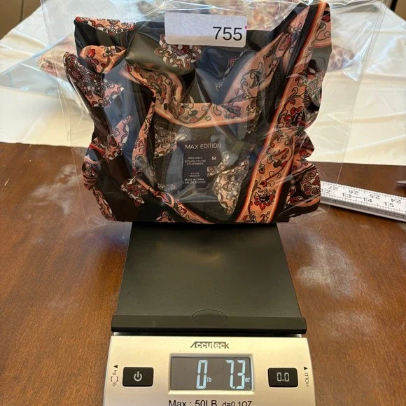 Max Edition Womens Pink Black Medallion Empire Waist Tunic Top 3/4 Sleeve M Y2K - Picture 7 of 7